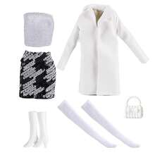 元秀 11.5 英寸时尚娃娃服装套装 - 包括皮夹克、时尚裤子、内衣、包和鞋子，适合 3-6 岁儿童，娃娃服装配饰 - 彩色 - 查看 5