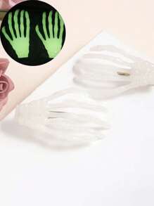 2pcs Skull Hand Hair Accessories, Gothic Style Dark Hair Clips, Niche Personalized Ghost Claw Hair Clips, Broken Hair Clips, Skull Hair Clips, Rose Hair Accessories, Personalized Hair Accessories Back To School