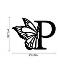 Butterfly Monogram Metal Sign, Metal Wall Art, Letter Wall Decor, Wedding Backdrop, DIY Gift, Home Decor-Metal Signs Print On Demand-- Friendly, Made From  Materials-Metal Signs For Home-Storefront Decor - Black - View 4