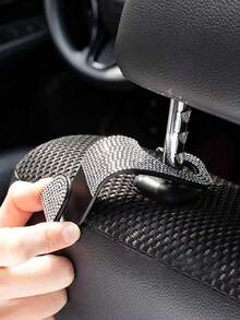 1 pieza Gancho colgador de automóvil con incrustaciones de diamantes para asiento trasero, accesorios creativos ocultos - Negro - Ver 17