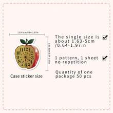 50张可爱红苹果贴纸，萌趣苹果装饰水果贴纸，卡通红苹果贴纸礼品，美观贴纸，防水乙烯基贴纸，适用于水瓶、电脑、笔记本电脑、手机、行李箱、笔记本、冰箱等。