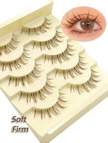 Rikuaild 5 Cặp Lông Mi Giả Tự Nhiên Màu Nâu Kiểu Búp Bê Anime - Lông Mi Manga Thân Trong Suốt, Nối Mi Màu Nâu, Thiết Kế Tiên Truyện Tranh, Hoàn Hảo Cho Việc Nhập Vai - Lông Mi Giả Có Thể Tái Sử Dụng - Lông mi Manga nhọn - Xem 2