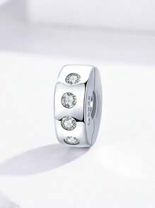 WOSTU 1 peça de contas espaçadoras de prata esterlina 925 com padrão retrô, contas espaçadoras de zircônia elegantes, adequadas para pulseiras e colares originais faça você mesmo para mulheres, acessórios de joias finas