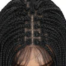 32" Full Double Lace Front Braid Wig - Hand Crochet Braided Wig, Knotless Cornrow Braids, Lace Frontal, Blended Black Hair With Baby Hair, Natural Looking, Realistic Hairline, Breathable, Comfortable, Durable, For Women - 黑色 - 查看 8