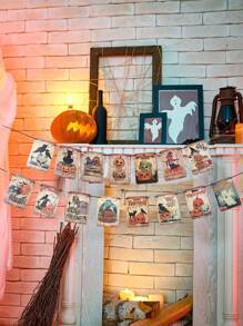 1set Halloween Hanging Paper Banner, Halloween Black Cat Pulling Flags, Halloween Hanging Flag Banner For Halloween Party Decor Home Decoration Room Decor, Halloween Party Background Decoration Hanging Flags, Halloween Party Photo Props, Background Decor, Holiday Decor, Halloween Decor, Party Favor