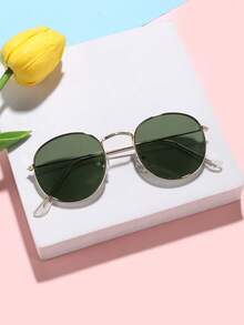 1 PC Teen 14-16Y Metal Round Frame Fashion Gold Eyeglasses For Holiday Outing, Costume Matching - Multicolor - View 6