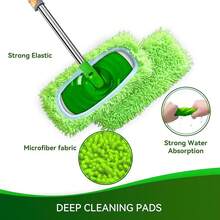3 Pack Reusable Microfiber Mop Pads Compatible With Sweeper, Washable Wet Mopping Cloths And Dry Sweeping Cloths, Wet Pad Refills Hardwood Floor Cleaning(Mop Is Not Included) - Xanh nhạt gói 3 - Xem 6