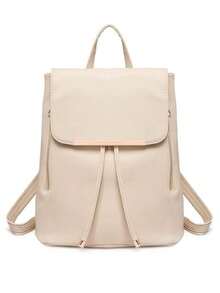 Backpack Womens With Long Purse Fashion Backpacks Beige Backpack Ladies PU Leather Waterproof Daypack Medium School Work Travel - Apricot - View 1