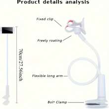 An Adjustable Long Gooseneck Phone Stand - Carbon Steel Lazy Stand, With A 360° Rotatable Clip, Suitable For Watching Videos On The Bed Or Table - No Battery Required Compatible With IPhone, Android Phone, Gift For Birthday, Family, Friends 360 Degree Rotating, Bed Lazy Stand, Phone Holder