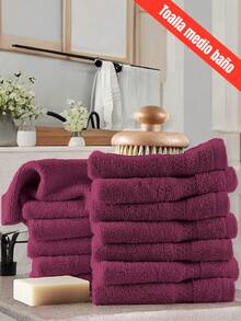 TOALLA DE BAÑO 100% ALGODÓN MEXICANO (Gruesa) ABSORBENTE  70m X 135cm, la cenefa puede variar - Guinda - Ver 5