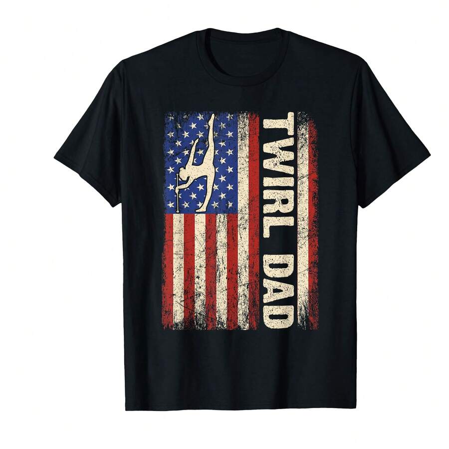 Men's Black Baton Twirler Dad Majorette Twirling Girl Dance Graphic T-Shirt Soft Breathable Cotton Casual Comfortable Tee For Sports And Performance(Jun Hostess Gifts - Black - View 1