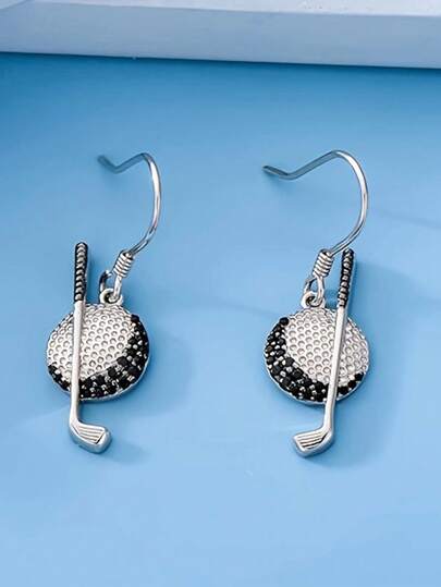 1 Pair Fashion Unique Sport Golf Pendant Earrings, Suitable For Daily Wear, Golf Lover Gift