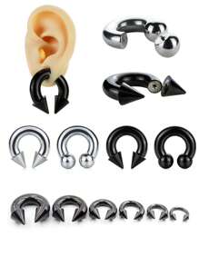 1 Peça Piercing de Septo/Expansor de Orelha Interno com Rosca, Formato de Bola com Picos, Material Aço Inoxidável, Tamanho Grande de 3mm a 10mm