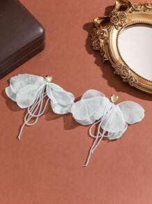 1 paire de boucles d'oreilles style vacances fleuries pour femmes, boucles d'oreilles élégantes à pompons en fleurs de mousseline de soie et cristal, parfait pour les voyages et les vacances
