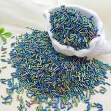50g(About 1500pcs) Of 7*2mm Thin Tube Glass Beads, Suitable For DIY Handmade Jewelry Bracelet And Necklace Making Accessories