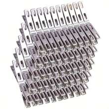 100Pcs/Set Stainless Steel Clothes Drying Clips Non Slip Windproof Underwear Socks Metal Clips - Silver - View 3