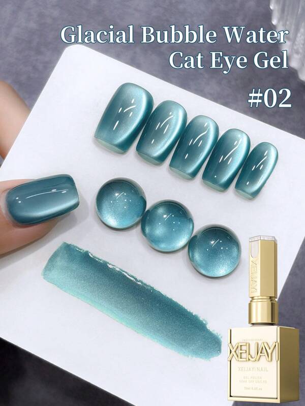 XEIJAYI 1 pieza 15ML Esmalte de uñas en gel azul con efecto ojo de gato, semi-permanente, para arte de uñas, con curado por UV/LED, para salón de uñas DIY, ideal para primavera y verano