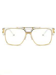 复古风格 4 件套方形框架眼镜套装 - 非处方全框时尚眼镜，配有透明 PC 镜片、镁铝合金，含眼镜盒 - 送给男士的完美礼物 - 無色 - 查看 3