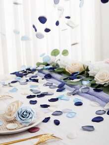 50/100/500pcs Silk Rose Petals, Satin Fabric Wedding Aisle Decorations For Cake Table/Flower Girl Basket/Bridal Shower, Romantic Bedding Scatter Flowers (4cm Bowl Shape, Burgundy Cream Mix)