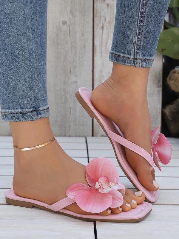 Size 36-43 Women's Plus Size Flat Sandals, Casual Outdoor 1-Strap Wide Fit Shoes For Summer, Size 41-42