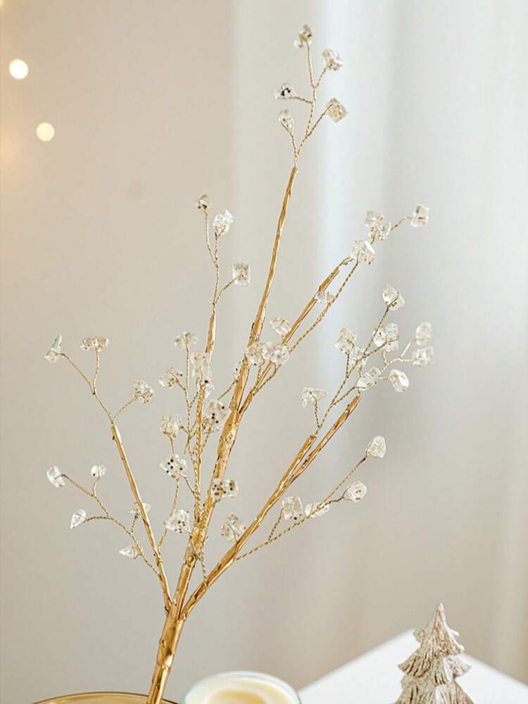 氛围装饰，圣诞创意装饰，人造花，人造植物，人造树枝，手工制作，透明金粉，星形，水滴形，宝石形，节日家居装饰 - 彩色 - 查看 15