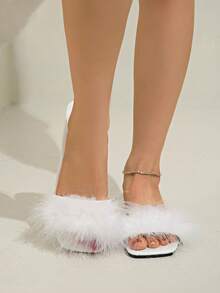 Infradito casual da donna con punta tonda, moda, cinturino, comode, adatte per la spiaggia - Bianco - Visualizzare 3