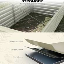 mteryoing 1pc Raised Garden Bed Square Metal Planter Box - 0.5mm Thick Galvanized Steel Planter Box, Easy Tool-Assembly, Open-Bottom Design For Outdoor Use - Beige - View 4