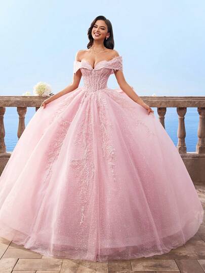 Vestido de novia elegante de línea A con hombros descubiertos, gran corbata a modo de corsé y mangas abultadas, ideal para boda, graduación, vacaciones o como regalo de novia, marca HEARBOBO