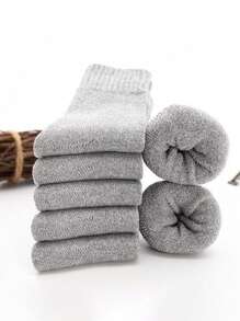5 pares de calcetines gruesos y acogedores de punto unisex - calcetines medianos perfectos para otoño/invierno, ideales para ocio y uso en casa, perfectos para dormir y usar en interiores
