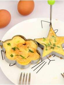 1 件/4 件煎饼模具 - 煎锅鸡蛋成型器，不锈钢煎饼模具，适用于煎蛋卷和煎蛋，易于使用和清洁，形状多样，用途广泛