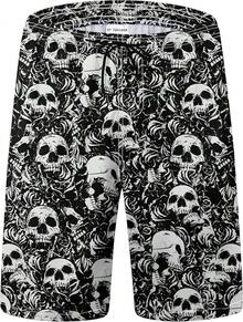 Mens Swim Trunks Quick Dry Board Shorts With Mesh Lining, Breathable Fit Hawaii Beach Shorts Swimwear Bathing Suits - 夏威夷黑骷髏 - 查看 1