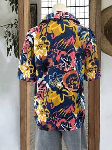 Blusa plisada con botones y estampado floral de manga corta, de moda para mujer en primavera y verano, de uso casual