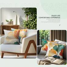 4 pièces Housse de coussin imprimée de feuilles de ginkgo