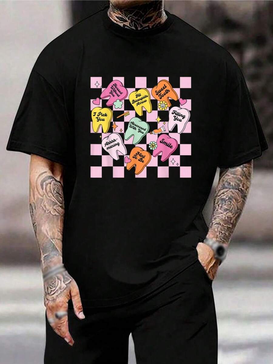 Camiseta divertida con juego de palabras sobre dientes - Humor dental para hombres y mujeres - Regalo perfecto para dentistas, higienistas, asistentes y estudiantes - Estética Kawaii, camiseta gráfica de moda - Negro - Ver 1