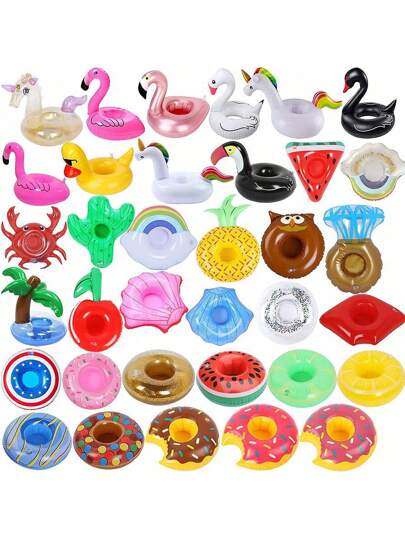 Portavasos inflable, portavasos para piscina, posavasos inflables para agua, posavasos flotantes de formas variadas, portavasos para piscina, adecuado para piscina, playa, vacaciones, fiestas, para regalar a familiares y amigos, despedidas de soltero, decoración de piscina, artículos esenciales para piscina en verano.