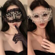 Party Masks, Masquerade Masks, Half Face Masks, Party Decorations, Cosplay, Lace, Headdress Props - Multicolor - View 7