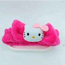 Sanrio 1pc Hello Kitty Kawaii Spa Headband - Soft Fluffy Hair Band For Women, Cute Makeup Headband For Skincare, Washing, Party & Shower (Sanrio Collection)