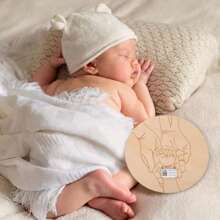 1 pieza Nuevo brazalete de nacimiento de bebé de madera, placa de madera conmemorativa, pulsera de identificación para recién nacidos