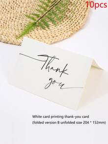 10pcs Kraft Paper/White Card Printed Golden Thank You Cards, Folding Greeting Cards, Kraft Paper Envelopes, Seal Stickers, Multiple Styles And Colors Available,Christmas - Multicolor - View 4