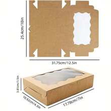 10 件装饼干盒、纸杯蛋糕托、面包包装盒、糖果零食盒、带窗口甜点盒、婚礼生日糖果、蛋糕、情人节糖果小容器 - 棕色 - 查看 12