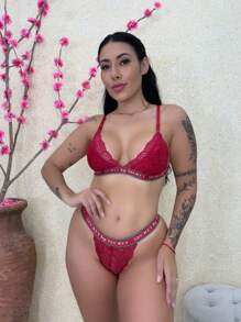 Secret Sexy Lace Set Sensual Colors Bra And Thong Lingerie