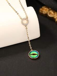 1 pieza Collar con colgante de ojo de diablo de moda, estilo europeo y americano, adecuado para uso diario de mujeres, regalo de vacaciones y cumpleaños - Amarillo Oro - Ver 5