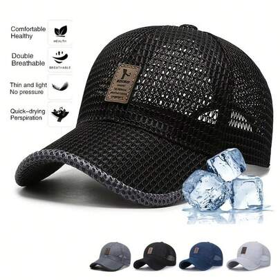 1 Breathable Mesh Baseball Cap, Trucker Hat With Lightweight And Airy Fabric For Comfortable Wear, Ideal For Outdoor Sports Like Cycling