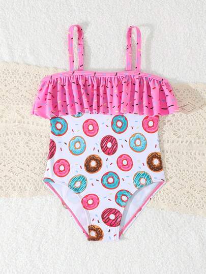 Toddler Girls' One-Piece Donuts Print Swimsuit