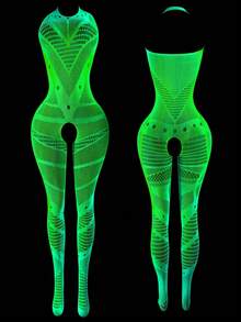 情趣内衣性感夜光绿色开裆连体衣 - 綠色 - 查看 2