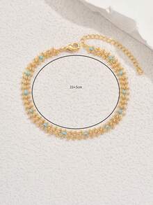 1 Pc Women Multicolor Beads Summer Anklet, Fashionable Ins Style, Suitable For Beach, Vacation, Daily Wear - Multicolor - View 3