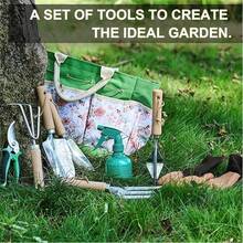 Gardening Tools 9-Piece Heavy Duty Gardening Hand Tools With Fashion And Durable Garden Tools Organizer Handbag, Ideal Gardening Gifts For Women,Rust-Proof Garden Tool Set - Silver - View 9
