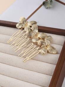 1 pieza Accesorio para el cabello de metal con mariposa vintage, elegante pasador de cabello práctico para uso diario y nupcial, peinetas, peinetas para el cabello, peineta lateral, artículos escolares