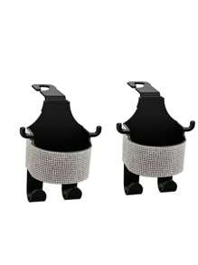 汽车头枕收纳架带杯架，水晶钻座椅靠背多功能储物挂钩通用挂式手机支架适用于汽车旅行内饰配件 1 件装白钻