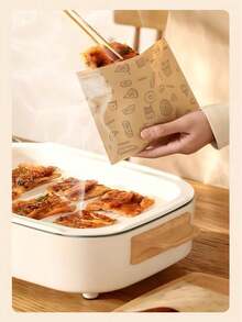 100入棕色食品密封袋 防油包裝袋 適用三明治、麵包、漢堡、薯條，野餐派對食物自黏式收納袋 - 彩色 - 查看 2